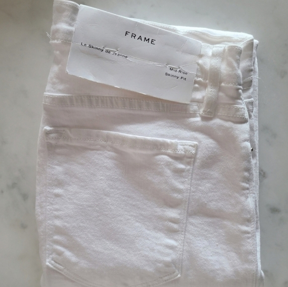FRAME Le Skinny de Jeanne Raw Stagger Hem Jeans, Size 30, White, NWT - Picture 16 of 16